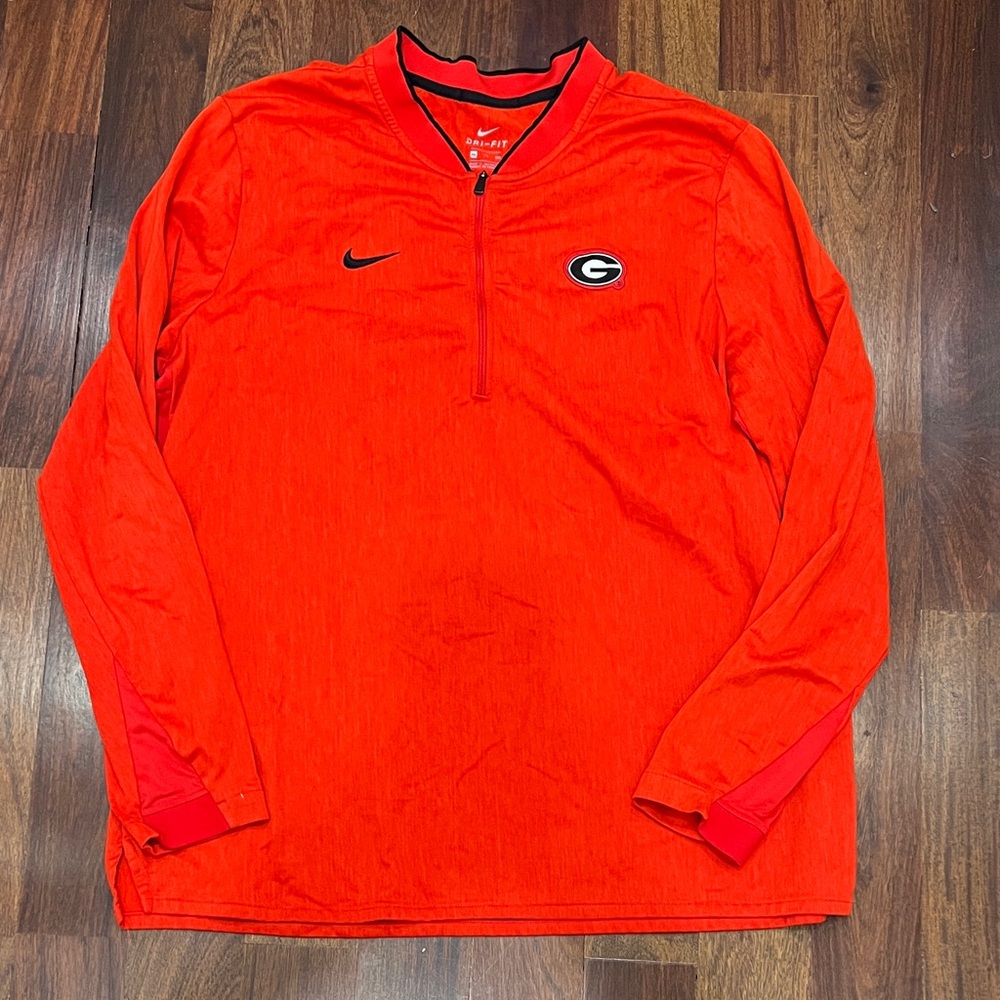 Nike UGA Bright Red Quarter-Zip Pullover